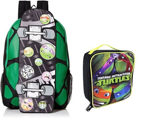 Ninja Turtles 17" Canvas Big Boys Skateboard School Backpack With Lunch Bag Set¦ by
