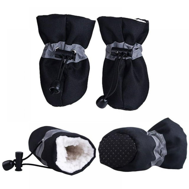 4pcs Anti-Dérapant Chiot Bottes de Chien de Compagnie Protection des Pattes Doux-Soled avec des Rayures Réfléchissantes Chaussures de Chien de Compagnie Hiver Imperméable à l'Eau Chaud Bottes de Chien Fournitures de Soins de Patte de Chien