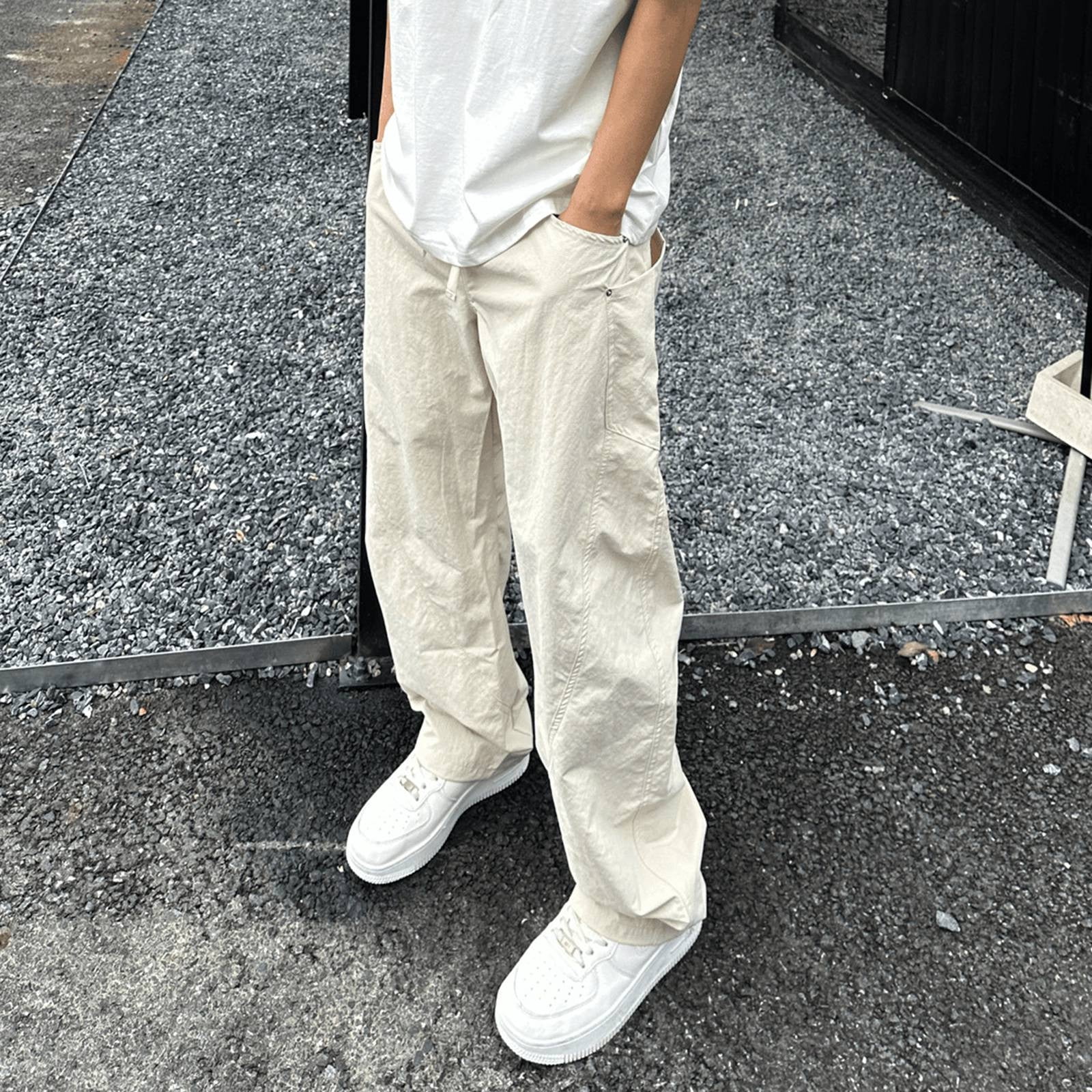 Pantalon Lin Coupe Large 2025 Pantalon Été Lin Homme Style Japonais 2025 - Coupe Large Décontracté - Cargo Court Rétro Pantalon Style Japonais Rétro