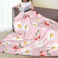 thumbnail image 6 of Cherry Fruit Daisy Flower Blanket Throw Blanket Soft Fuzzy Travel Blanket for Bedroom Living Room Couch Office Car All Season Gift for Girls Boys Women Men 60"x50", 6 of 6