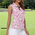 thumbnail image 2 of Yuyamidu Pink Snowman Womens Sleeveless Golf Shirts Christmas Zipper Collared Athletic Golf T Shirt Tennis Activewear Size XS, 2 of 8