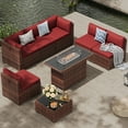 thumbnail image 4 of MRUAKA 8 Pieces Patio Furniture Set with Fire Pit Table, Outdoor Furniture Sectional Rattan Sofa with Slanted Back, Patio Couch with Glass Coffee Table for Backyard Garden (Wine), 4 of 8