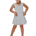 thumbnail image 7 of XAOFW Girl's Dresses Solid Color Sleeveless Crewneck Kids Everyday Wear A Line Tank Dress With Pockets Holiday Celebration Versatile Soft Children Sundress, 7 of 7