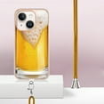 thumbnail image 3 of for iPhone 13 Crossbody Strap Phone Case, Anti-Fall Pattern Clear Design Transparent Soft & Flexible TPU Drop and Shockproof Protective Cover with Adjustable Nylon Neck Strap, Draft Beer, 3 of 7
