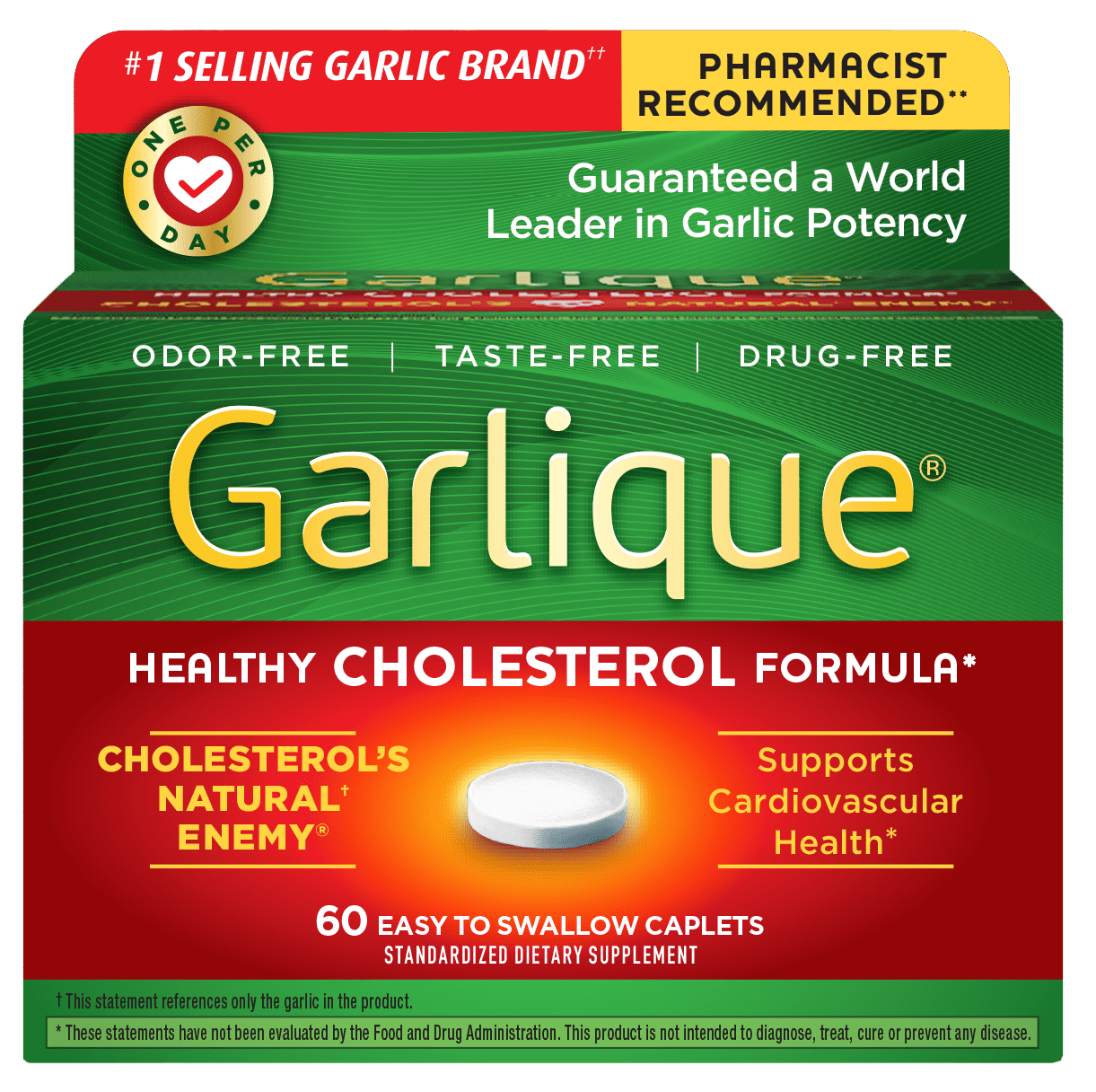 Garlique Healthy Cholesterol Supplement, Odor Free Garlic, 5000 mcg Allicin, 60 Ct