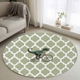 thumbnail image 5 of Round Rug 4ft Area Rug, Green Dinosaur Bicycle Area Rugs for Living Room Bedroom, Abstract Green Geometric Pattern Floor Mat Non-Slip Non-Shedding Carpet Indoor Accent Rugs, 5 of 9
