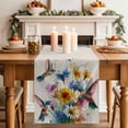 thumbnail image 2 of Table Runner - 70 Inch Long, Hummingbird Kitchen Dining Table Runner Dresser Scarves, Spring Vintage Oil Painting Sunflowers Beige Farmhouse Decor for Coffee Tables Wedding Party Banquet, 2 of 8