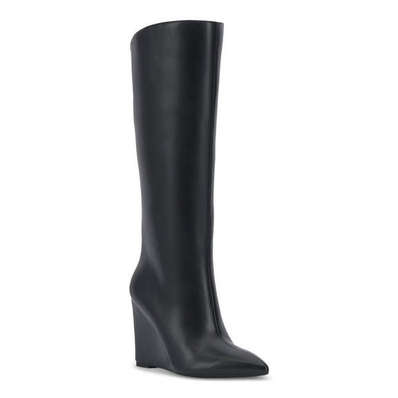 INC Womens Black Padded Goring Appile Pointed Toe Wedge Zip-Up Dress Boots 10 M