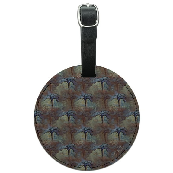 Fluttering Wind Dancers Pattern Round Leather Luggage Card Suitcase Carry-On ID Tag