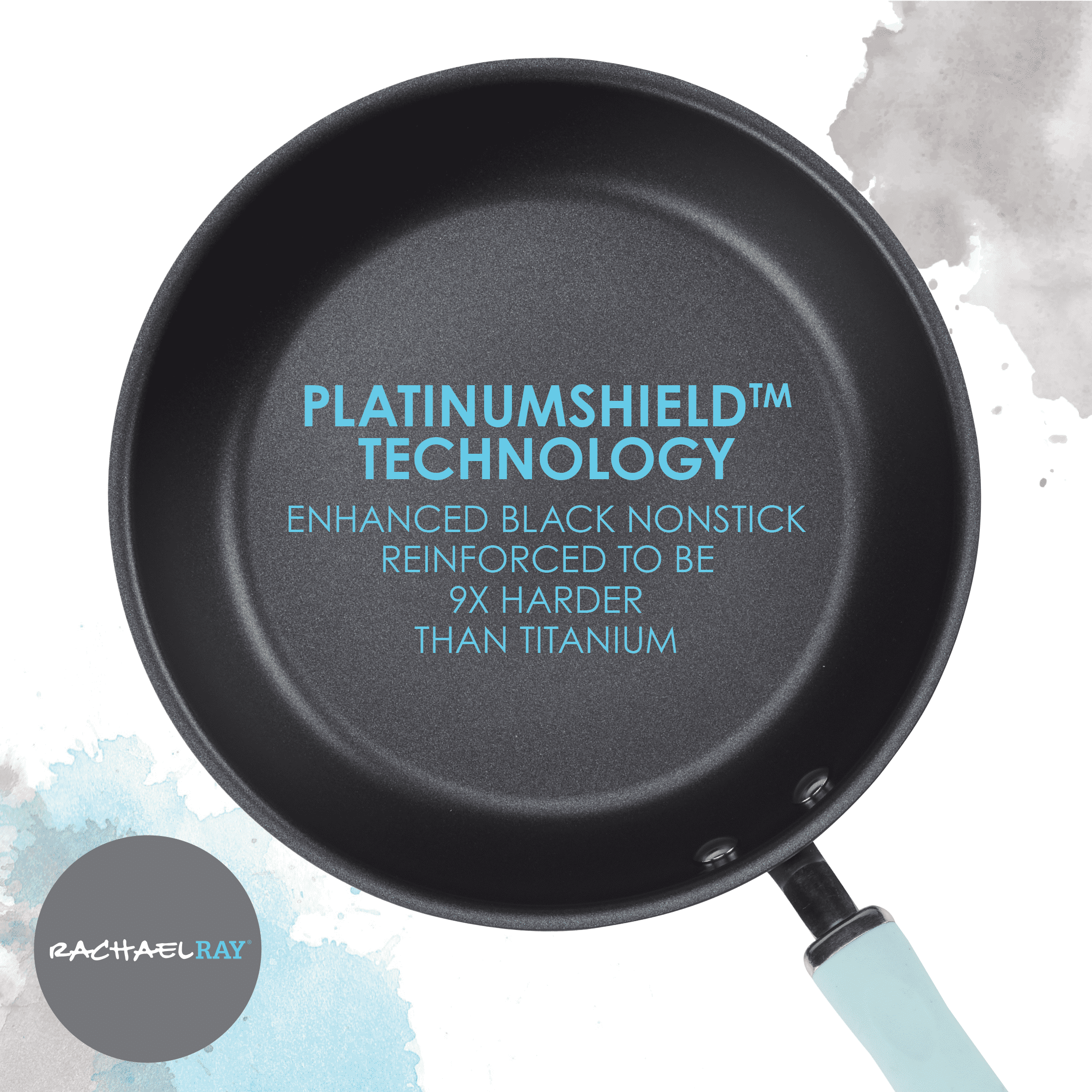 Rachael Ray Create Delicious 12.5" Nonstick Deep Frying Pan, Light Blue Handle