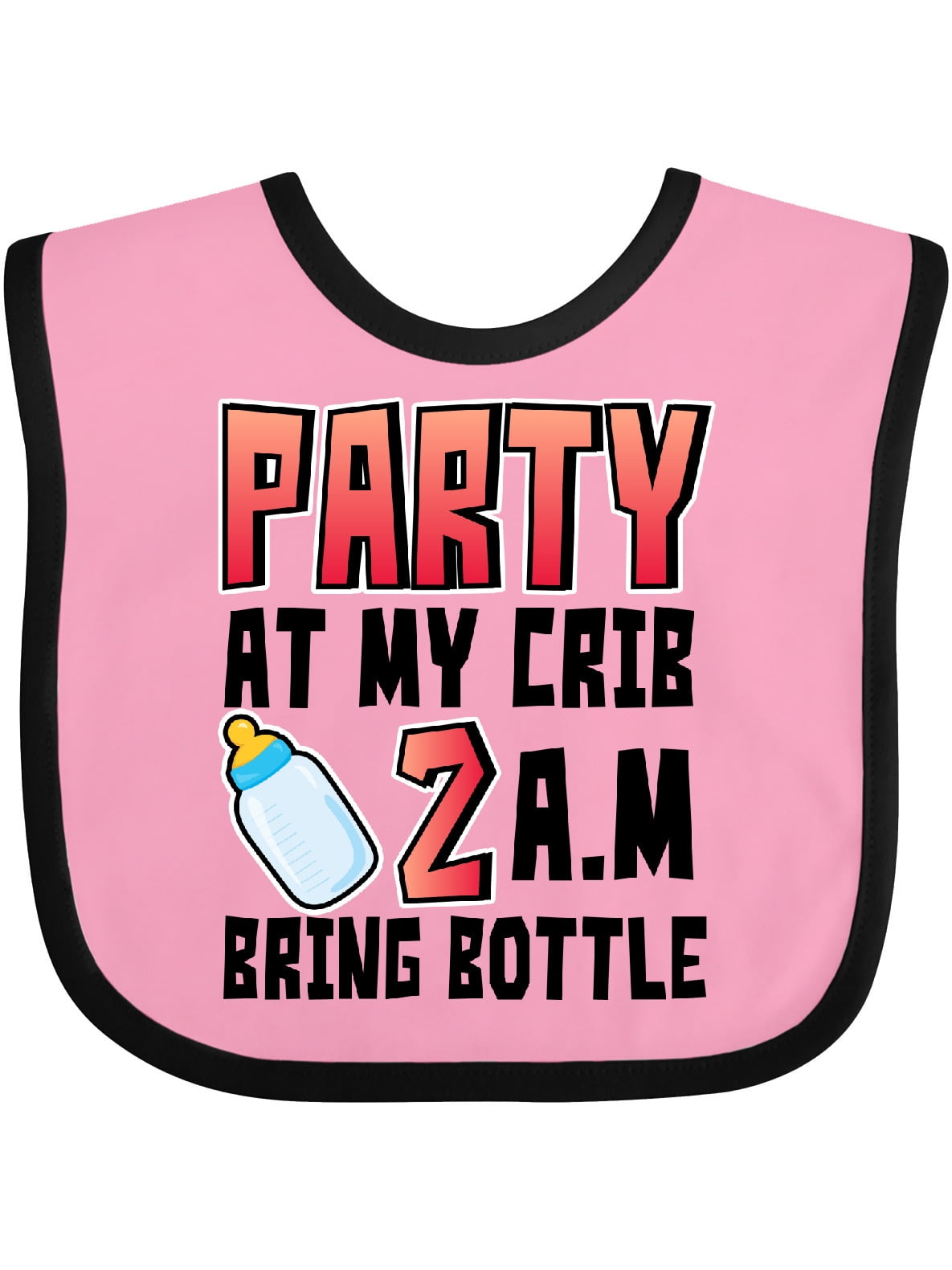 Inktastic Party at My Crib 2 A.m. Bring Bottle Baby Humor Gift Baby Boy or Baby Girl Bib