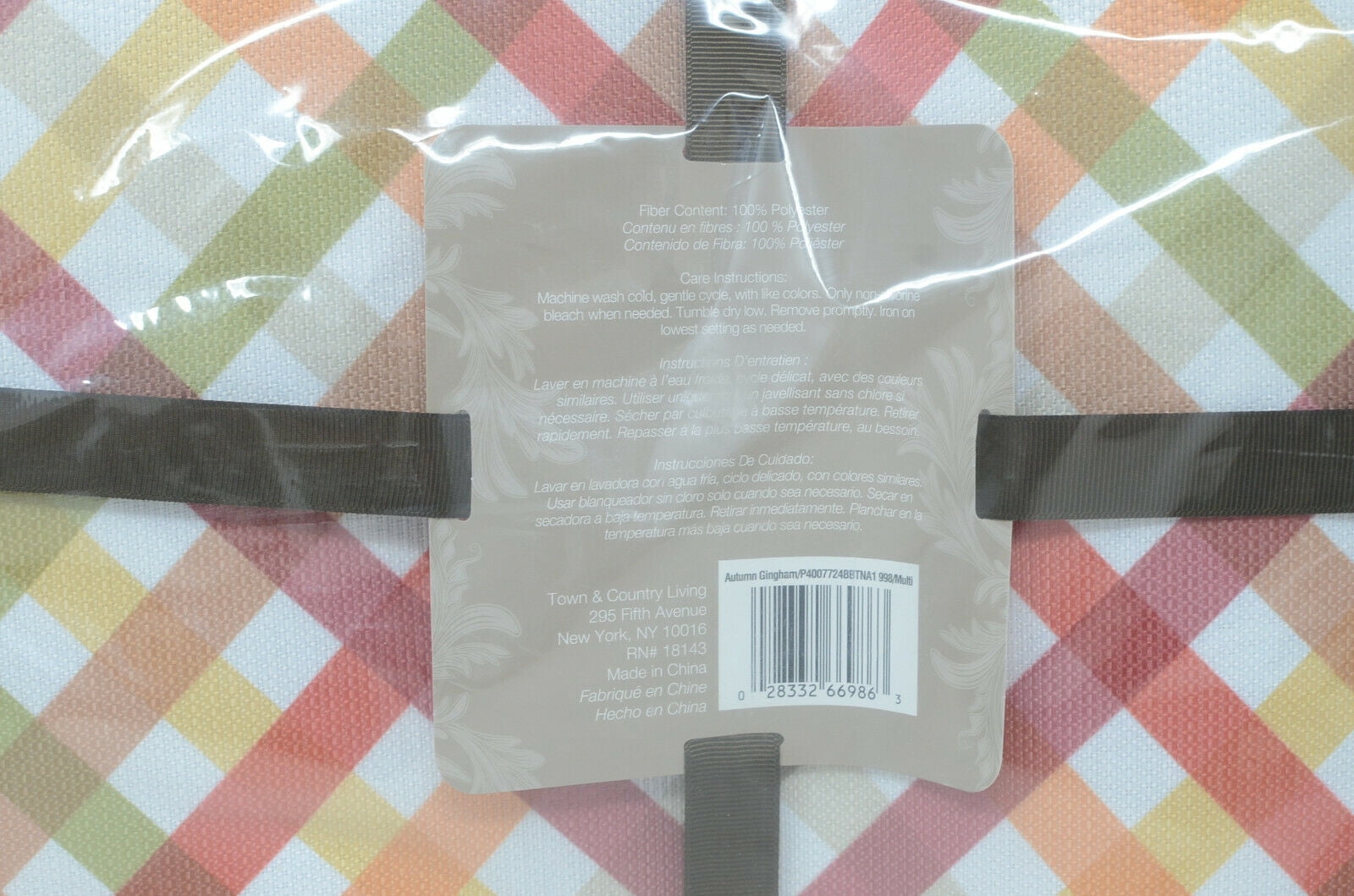 Autumn Gingham Check Harvest Print Placemat Set Of 4, Earth Tones Placemats