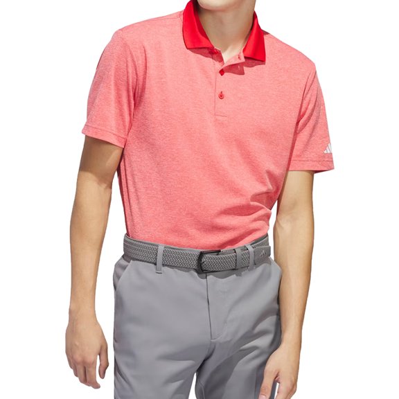 Adidas Adi Performance Heathered Men's Polo Golf Shirt, X-Large Collegiate Red -