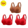 thumbnail image 2 of Maean 3 Pack Women's Wireless Bras Wide Strap Comfort Bra Full Coverage Solid Color Bralettes for Middle-aged Ladies, 2 of 7