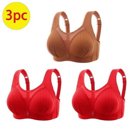 TrendVibe365 No Underwire Bras for Women Multipack Mesh Wireless Push up Bralettes Padded Adjustable Strap Bustier Full Coverage Crop Cami Top Comfortable Underwear Brown XL