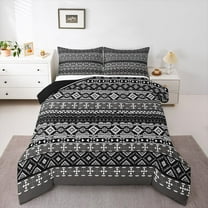 Homewish Southwestern Aztec Geometric Queen Comforter Set,Boho Bohemain Tribal Bedding Sets,Country Farmhouse Lodge Bedding Comforter Set For Adult,Ultra Soft Home Decor Reversible,3-Piece