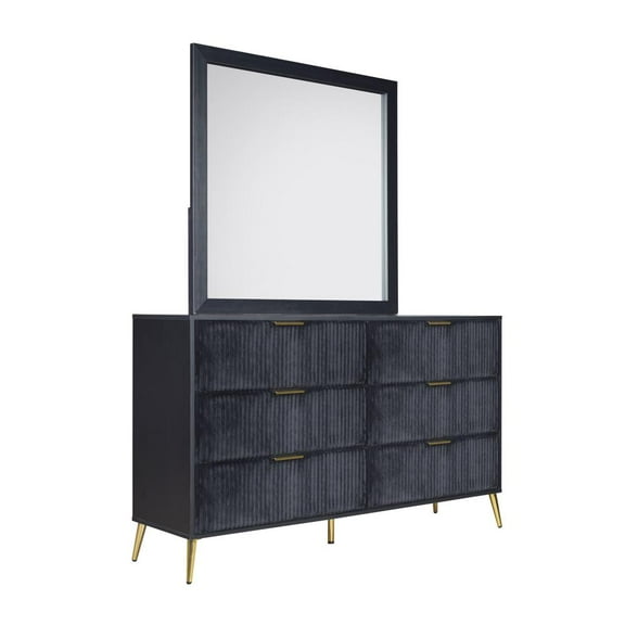 New Classic Furniture Kailani Contemporary Wood 6-Drawer Dresser in Black