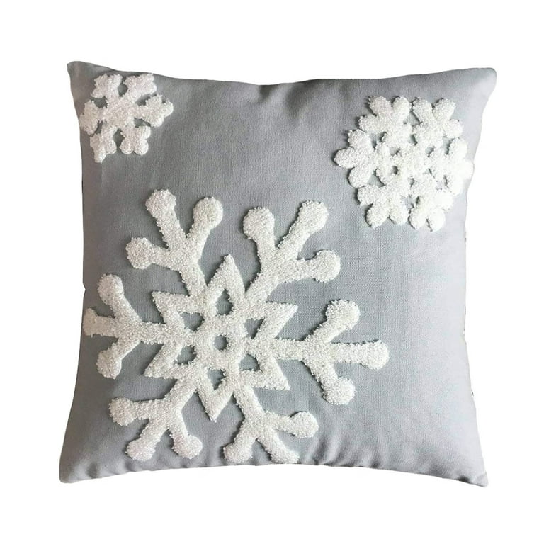 Christmas Pillow Covers Soft Canvas Christmas Winter Snowflake Style  Embroidery Throw Pillows Covers Bed Sofa Cushion Pillowcases for Kids  Bedding 1 Pair 