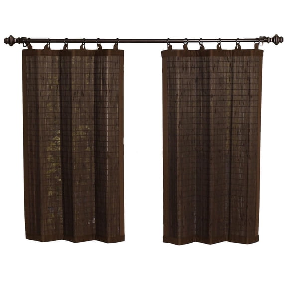 Versailles' Bamboo Wood Ring Top Curtain Tier Set 48in x 36in