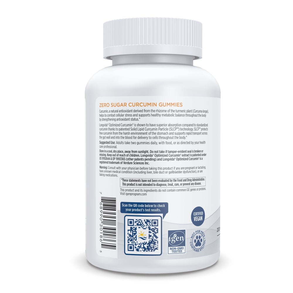 Nordic Naturals Zero Sugar Curcumin Gummies, 200 Mg, Non-GMO, 60 Count