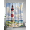 thumbnail image 5 of Blue Nautical Ocean Shower Curtain, Abstract Lighthouse Beach Boat Bathroom Decor Curtains Set with Hooks, Waterproof Fabric Home Accessories， Stall 54 X 78 Inch, 5 of 6