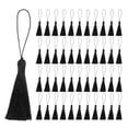thumbnail image 1 of Uxcell 45Pcs Mini Silky Bookmark Tassels, Handmade Soft Floss Craft Tassels with Cord Loop, Negro, 1 of 6