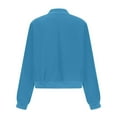 thumbnail image 5 of Women's Bomber Jackets Lightweight Fall Long Sleeve Cropped Button Down Casual Coat with Pockets Outerwear (Blue L), 5 of 6