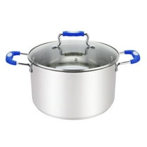 Millvado Stock Pot, 6 Quart Stainless Steel Pot, StockPot With Clear Glass Lid, Steam Hole, Permanent Measurement Markings, Gas, Electric and Induction Compatible Boiling Pot