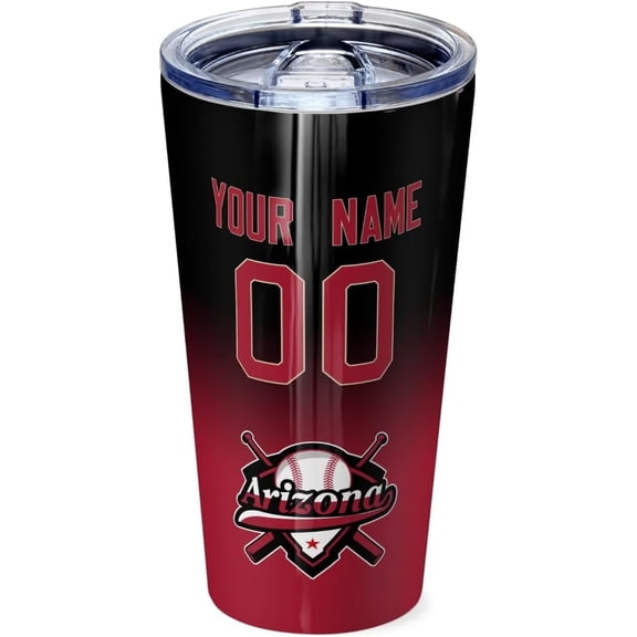 Arizona Custom Personalized Stainless Steel Glass Tumbler,Arizona Sports Travel Coffee Mug,Arizona Car Cup,Custom Name and Number,Classic Gifts for Men Women Fans.