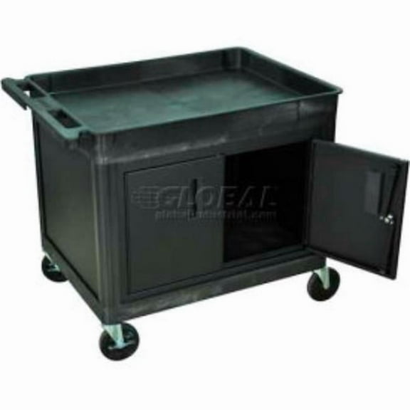Luxor 987625 TC12C-B Tray Top Shelf Utility Cart with Cabinet - 32 x 24 x 30 in.