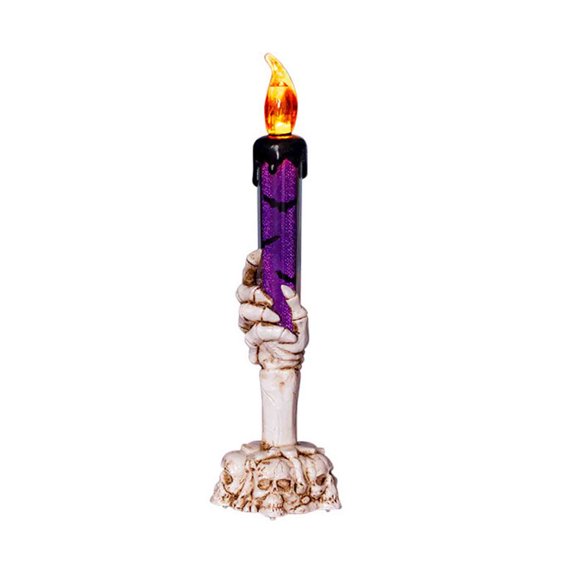 Halloween Decoration Candles, Battery Operated LED Candles Lights, Horror Spooky Candles for Halloween Decor, Indoor Party Decorations Purple