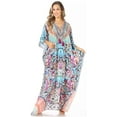 thumbnail image 5 of Sakkas Georgettina Flowy Rhinestone V Neck Long Caftan Dress / Cover Up - TLTU266-Turq - One Size, 5 of 5