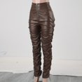 thumbnail image 7 of Hauaitttt Women Leather Ruched Pants Low Waist PU Leather Stacked Leggings Tights Party E Girl Streetwear Pants for Women Casual Comfortable Pants for Women Casual Wide Womens Flax Pants, 7 of 7