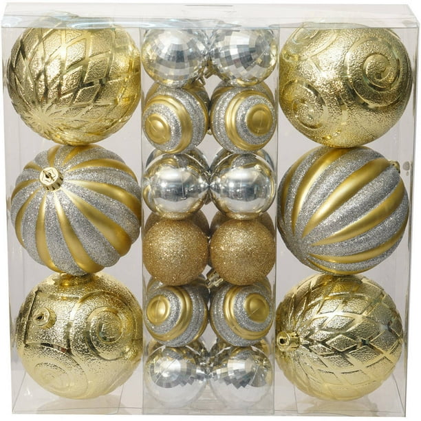 Holiday Time Christmas Ornaments Traditional Shatterproof, Set of 30