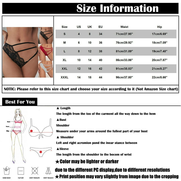 UDAXB Lingerie Women's Sexy Cut-out Lace Erotic Panties Strappy Three-Point  See-Through Panties