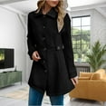 thumbnail image 2 of Duoif Women's Coats Women's Trench Coat Double Breasted Classic Lapel Petite Overcoat Belted Slim Outerwear Coat Jackets for Women Black L, 2 of 4