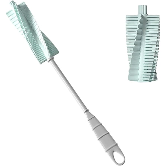 Rotatable Bottle and Pacifier Brush, Long Handle, Soft Bristles, for Newborns, Pink Green