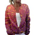 thumbnail image 2 of Mardi Gras Cardigan Sweaters for Women Mask Feather Pattern Sweater Lightweight Loose Button Up Knit Tops, 2 of 6
