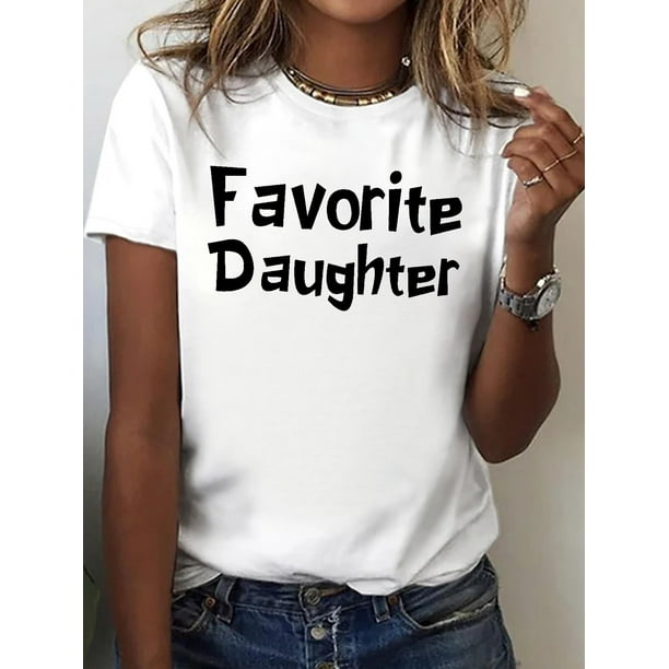 Favorite Daughter Print Short Sleeve Crew Neck T-shirt - Casual Top for Summer & Spring - Women's Clothing