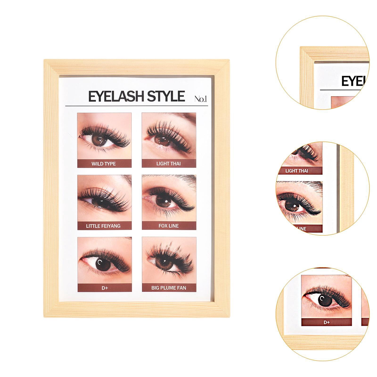 TOOYFUL Lashes Wall Art Eyelash Guide Wooden Frame Walls Decoration Eyelash Wall Decor for Lashes Studios Home Decor C