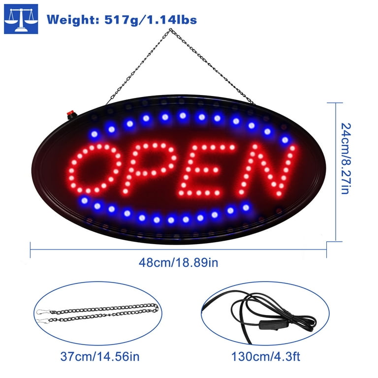 Open Business Sign, Neon Light-Open Sign with Animated Ultra Bright Walmart.com