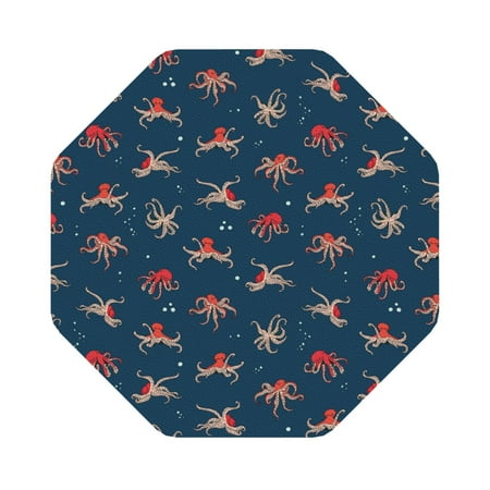 

Matuu Octopus Sea Life for Cup Coasters Set of 6 Leather Coasters Desk Coasters for Office Measures 4” x 4” Octagon
