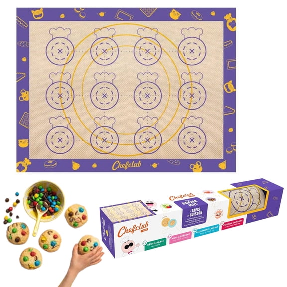 Chefclub Silicone Non-Stick Baking Mat, Baking for Kids, Multicolored