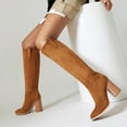 thumbnail image 4 of BOBOGOJP Back To School Knee High Boots for Women Square Toe Stiletto Heel Long Boots Pull On Tall Boots Wide-Calf Stylish Comfortable Fall Boots (Brown,8), 4 of 7