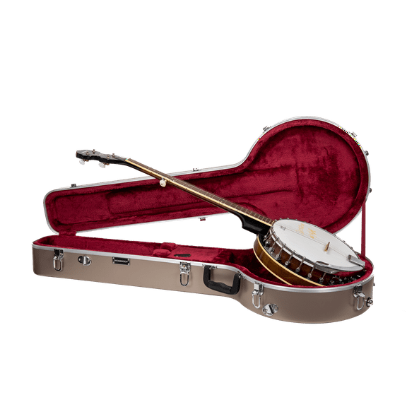 Crossrock 5-String Resonator & Gibson Tenor Banjo Case | ABS Molded Hardshell with Security Lock, Metal Feet, and Detachable Straps-Champagne