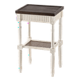 thumbnail image 5 of COZAYH French Country Distressed Accent Table, Espresso Tray Top and Woven Wicker Shelf, Boho, Farmhouse, Rustic Decor, 5 of 8