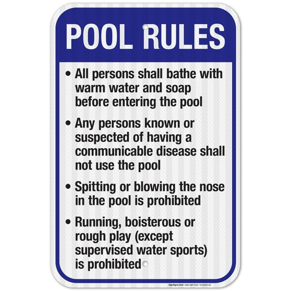 Connecticut Pool Rules Sign, Complies With State Of Connecticut Pool Safety Code, 12x18 Reflective Aluminum EGP