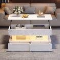 thumbnail image 1 of Table basse relevable Noble House avec éclairage DEL et 2 tiroirs, blanche, 1 of 6