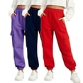 thumbnail image 2 of hengsof Three Pack Solid Color Jogger Pants for Boys and Girls Elastic Waist Side Pocket Sweatpants Casual Comfort Fit Trousers for Active Play Size 4-14 Years, 2 of 7