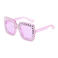 thumbnail image 2 of Oversized Square Rhinestone Decor Sunglasses Gradient Lens Fashion Party Eyewear Shiny Border Frame Daily Club Vacation Beach Women Fashion Sun Glasses Accessory, 2 of 8